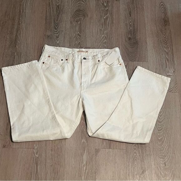 Levi's Wedgie Straight Leg High Rise Button Fly White Denim Jean 32 NWT - Picture 4 of 10